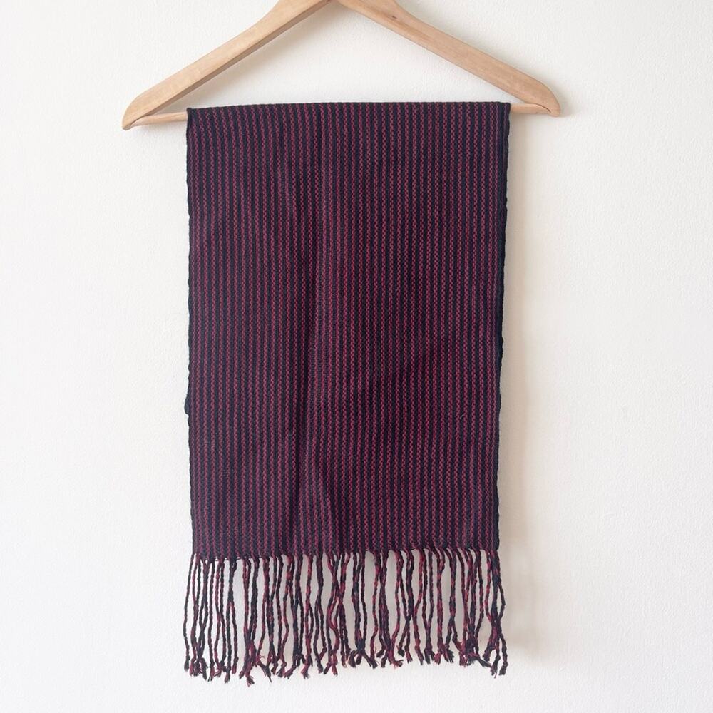 Sanyork Alpaca Knit Scarf with fringes black and red